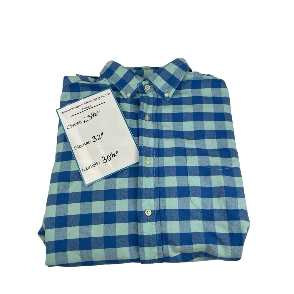 Daniel Cremieux Classics Men's Shirt Large Blue Teal Gingham Plaid Long Sleeve - Picture 3 of 8